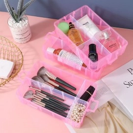 Plastic 3 Layer 30 Grid Multipurpose Portable Handled Storage Box Organizer for Art Craft and Cosmetic Jewellery Craft Accessories Tool Storage Organiser Bins and Removable Divider Beauty Supplies (30 Grid Box)