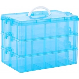 Plastic 3 Layer 30 Grid Multipurpose Portable Handled Storage Box Organizer for Art Craft and Cosmetic Jewellery Craft Accessories Tool Storage Organiser Bins and Removable Divider Beauty Supplies (30 Grid Box)