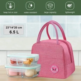 Polyester Insulated Lunch Bag Tiffin Bag for Office for Women, for Kids to School Picnic Travelling Lunch Box Cover Lunch Bag for Office with Handle (Grey) (Size: 23 X 12X 19)