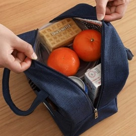 Polyester Insulated Lunch Bag Tiffin Bag for Office for Women, for Kids to School Picnic Travelling Lunch Box Cover Lunch Bag for Office with Handle (Grey) (Size: 23 X 12X 19)