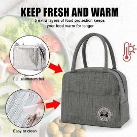 Polyester Insulated Lunch Bag Tiffin Bag for Office for Women, for Kids to School Picnic Travelling Lunch Box Cover Lunch Bag for Office with Handle (Grey) (Size: 23 X 12X 19)