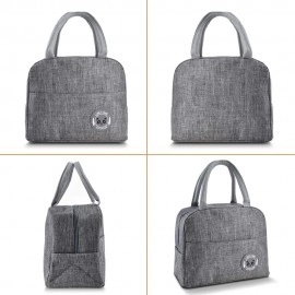 Polyester Insulated Lunch Bag Tiffin Bag for Office for Women, for Kids to School Picnic Travelling Lunch Box Cover Lunch Bag for Office with Handle (Grey) (Size: 23 X 12X 19)