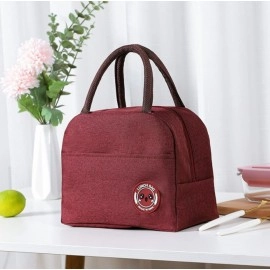 Polyester Insulated Lunch Bag Tiffin Bag for Office for Women, for Kids to School Picnic Travelling Lunch Box Cover Lunch Bag for Office with Handle (Grey) (Size: 23 X 12X 19)