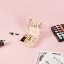 Portable Mini PU Leather Small Jewelry Box, Travel Portable Jewelry Case for Ring Bracelet Organizer Storage Holder Box Multipurpose pink 1 pcs (Black)