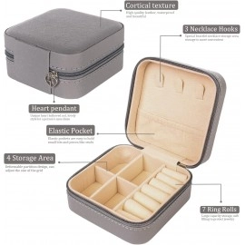 Portable Mini PU Leather Small Jewelry Box, Travel Portable Jewelry Case for Ring Bracelet Organizer Storage Holder Box Multipurpose pink 1 pcs (Black)