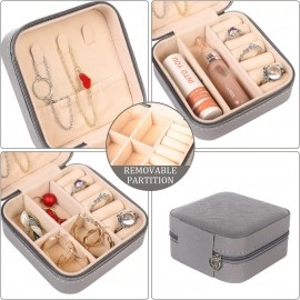 Portable Mini PU Leather Small Jewelry Box, Travel Portable Jewelry Case for Ring Bracelet Organizer Storage Holder Box Multipurpose pink 1 pcs (Black)