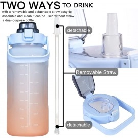 Sipper Water Bottle 2 Liter with Motivational Time Marker Water bottle for office,Water bottle for gym Non Toxic Gallon Water Bottle (1 Pcs, Blue, Plastic)