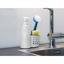 Soap Dish Washing Kitchen Sink Organizer with Built in Bottle for Soap Dispenser Dishwasher Liquid and Brush Sponge Holder Kitchen Sink Base Caddy 450 ml (Multicolor)