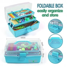Three-Layer Multipurpose Tools Storage Box Organizer Plastic Storage Box Portable Handled Storage Case for Art Craft and Cosmetic Sewing Supplies Organizer Medicine Box Family First Aid Box with Handle (Multicolor)