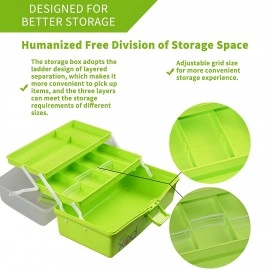 Three-Layer Multipurpose Tools Storage Box Organizer Plastic Storage Box Portable Handled Storage Case for Art Craft and Cosmetic Sewing Supplies Organizer Medicine Box Family First Aid Box with Handle (Multicolor)