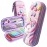 Unicorn Pencil Pouch 3D Unicorn Cover Pencil Case Compass with Compartments School Supply Organizer for Students Stationery Box Cosmetic Zip Pouch Bag (Purple)