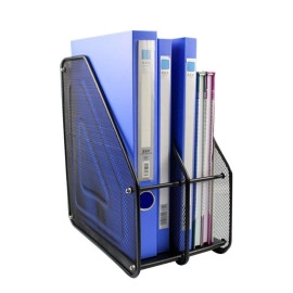 2 Layer Metal Mesh Magazine Document Holder File Rack, 35.5 X 28.5 X 16 cm, Black