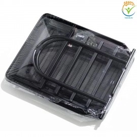 Countertop 4 Tiered Shelf Office Desktop Tray Rack, Mesh Metal Desk Organizer File Rack Letter Tray A4 Papers Documents Holder Desk Organizer For Office (Black)