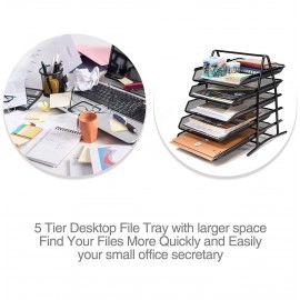 Countertop 4 Tiered Shelf Office Desktop Tray Rack, Mesh Metal Desk Organizer File Rack Letter Tray A4 Papers Documents Holder Desk Organizer For Office (Black)