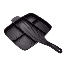 Magic pan Double Sided Magic Frying Pan, Non-Stick 5 in 1 Fry Pan Divided Grill Fry Oven Meal Skillet (Non Stick, Black)