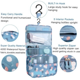 Portable Multifunctional Hanging Travel Toiletry Case Travel Organizer Cosmetic Bag for Women & Men Kit with Hanging Hook (Colour May Vary)