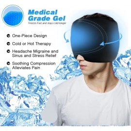 Migraine Relief Cap Headache Relief Cap Hot & Cold Therapy Hat, Migraine Relief Cap ,Cool Gel Head Wrap, Headache Cap Ice Pack Mask, Cold Compress Migraine Relief Products Device for Tension & Stress (Random color)
