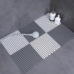 Interlocking Shower mat for Bathroom Anti Slip Big Size Bathtub mat with Drain Holes Suction Cups for Bathroom Inside Rubber mat for Floor Tiles (12 * 12 inch/Multi)-(3 White + 3 Grey)