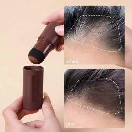 Natural Hairline Powder, Hair Shading Sponge Pen, Hairline Shadow Powder Stick, Quick Hair Root Touch-Up, Paired With 2 Pairs Of Eyebrow Stamp (Black)