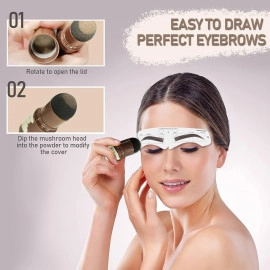 Natural Hairline Powder, Hair Shading Sponge Pen, Hairline Shadow Powder Stick, Quick Hair Root Touch-Up, Paired With 2 Pairs Of Eyebrow Stamp (Black)