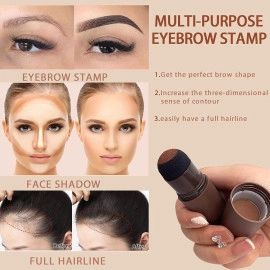 Natural Hairline Powder, Hair Shading Sponge Pen, Hairline Shadow Powder Stick, Quick Hair Root Touch-Up, Paired With 2 Pairs Of Eyebrow Stamp (Black)