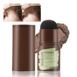 Natural Hairline Powder, Hair Shading Sponge Pen, Hairline Shadow Powder Stick, Quick Hair Root Touch-Up, Paired With 2 Pairs Of Eyebrow Stamp (Black)