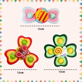 Baby Bath Toys 3 PCS Spinner Toy for Baby Spinners for Baby Toddlers Boys Girls Waterproof Suction Cup Spinning Top Rotating Montessori Learning Toy Sticks to Smooth Surface (Multicolor)