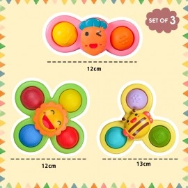 Baby Bath Toys 3 PCS Spinner Toy for Baby Spinners for Baby Toddlers Boys Girls Waterproof Suction Cup Spinning Top Rotating Montessori Learning Toy Sticks to Smooth Surface (Multicolor)