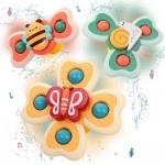 Baby Bath Toys 3 PCS Spinner Toy for Baby Spinners for Baby Toddlers Boys Girls Waterproof Suction Cup Spinning Top Rotating Montessori Learning Toy Sticks to Smooth Surface (Multicolor)