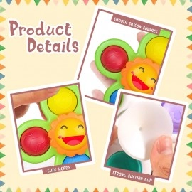 Baby Bath Toys 3 PCS Spinner Toy for Baby Spinners for Baby Toddlers Boys Girls Waterproof Suction Cup Spinning Top Rotating Montessori Learning Toy Sticks to Smooth Surface (Multicolor)