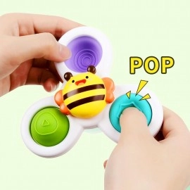 Baby Bath Toys 3 PCS Spinner Toy for Baby Spinners for Baby Toddlers Boys Girls Waterproof Suction Cup Spinning Top Rotating Montessori Learning Toy Sticks to Smooth Surface (Multicolor)