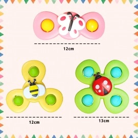 Baby Bath Toys 3 PCS Spinner Toy for Baby Spinners for Baby Toddlers Boys Girls Waterproof Suction Cup Spinning Top Rotating Montessori Learning Toy Sticks to Smooth Surface (Multicolor)