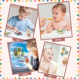 Baby Bath Toys 3 PCS Spinner Toy for Baby Spinners for Baby Toddlers Boys Girls Waterproof Suction Cup Spinning Top Rotating Montessori Learning Toy Sticks to Smooth Surface (Multicolor)