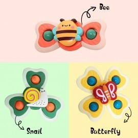 Baby Bath Toys 3 PCS Spinner Toy for Baby Spinners for Baby Toddlers Boys Girls Waterproof Suction Cup Spinning Top Rotating Montessori Learning Toy Sticks to Smooth Surface (Multicolor)