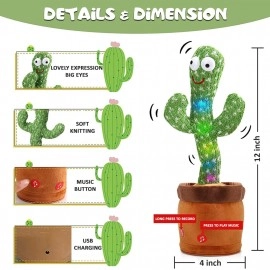 Toys Talking Cactus For Kids Dancing Cactus Toys Can Sing Wriggle & Singing Recording Repeat What You Say Funny Education Toys Playing Home Decor Items For Kids,Green