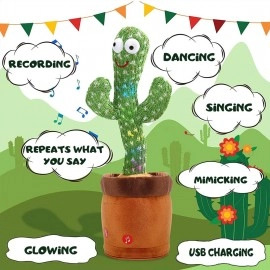 Toys Talking Cactus For Kids Dancing Cactus Toys Can Sing Wriggle & Singing Recording Repeat What You Say Funny Education Toys Playing Home Decor Items For Kids,Green