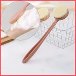 1 Pc Bath Brush Back Scrubber with Soft Bristles Long Handle Bathing, Spa Body Massage Pink