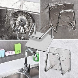 2Pack Adhesive Sponge Holder for Kitchen Sink, Stainless Steel Sponge Holder Sink Caddy Waterproof Kitchen Sink Sponge Holder Sponge Holder for Kitchen Accessories (Silver, 2)