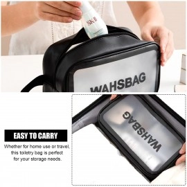 Wash Bag Clear Makeup Pouch Set Cosmetic Organizer Bag for Women and Girls Travel Waterproof Toiletry Storage Kit Organizer Makeup Pouch for Cosmetics Brushes Accessories (Set of 3, Pink)