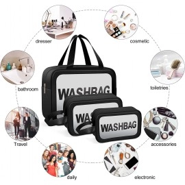 Wash Bag Clear Makeup Pouch Set Cosmetic Organizer Bag for Women and Girls Travel Waterproof Toiletry Storage Kit Organizer Makeup Pouch for Cosmetics Brushes Accessories (Set of 3, Pink)