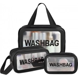 Wash Bag Clear Makeup Pouch Set Cosmetic Organizer Bag for Women and Girls Travel Waterproof Toiletry Storage Kit Organizer Makeup Pouch for Cosmetics Brushes Accessories (Set of 3, Pink)