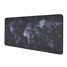 70 x 30 Anti-Slip Extended World Map Desk Mat, Gaming Rubber Base Stitched Corner Mouse Pad for Laptop and Computer (Black)