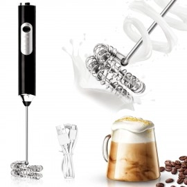 USB Rechargeable Electric Foam Maker - Handheld Milk Wand Mixer Frother for Hot Milk, Hand Blender Coffee, Egg Beater (Black)
