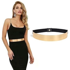 1 Piece Chain Skinny Stretch Adjustable Waist Belt for Girls Saree Long Gown Western Dress Traditional Stylish Design Womens 40cm (Pack of 1)