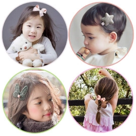 Fancy Hair Clips For Baby Girls Toddlers Assorted Stylish Fashion Hair Accessories 18 Pcs Gift Set Box (Dark Pink)
