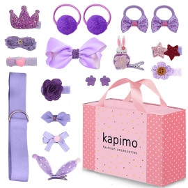 Fancy Hair Clips For Baby Girls Toddlers Assorted Stylish Fashion Hair Accessories 18 Pcs Gift Set Box (Dark Pink)
