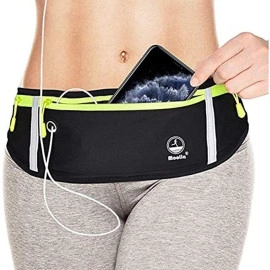 Running Belt Waist Pack Bag, Workout Gear, 3 Pockets Gym Fitness Fanny Pack for Phone, Cell Phone Holder for Running, Jogging Pocket Belt for Women & Men, Running Accessories