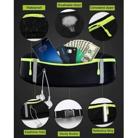 Running Belt Waist Pack Bag, Workout Gear, 3 Pockets Gym Fitness Fanny Pack for Phone, Cell Phone Holder for Running, Jogging Pocket Belt for Women & Men, Running Accessories