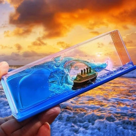 Car Interior Dashboard Decoration, Titanic Wave Cruise Ship, Liquid Wave Cruise Ship Decoration, Nautical Showpiece for Show Piece for Home Decor, Car Dashboard, Living Room, Office