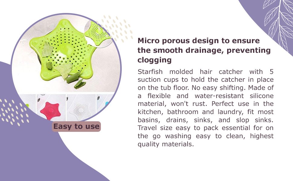 2V-BROTHERS-Starfish-Hair-Catcher-Bathroom-Drain-Strainer-Bathtub-Shower-Drain-C